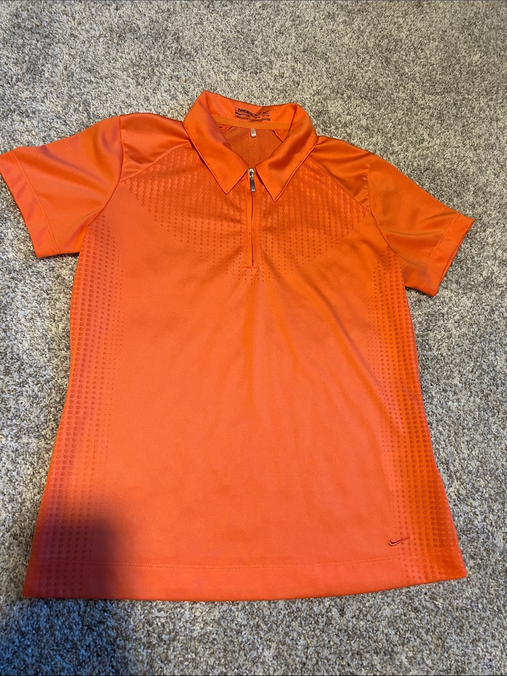 NWT Nike Golf Orange Short-Sleeve Zip Polo